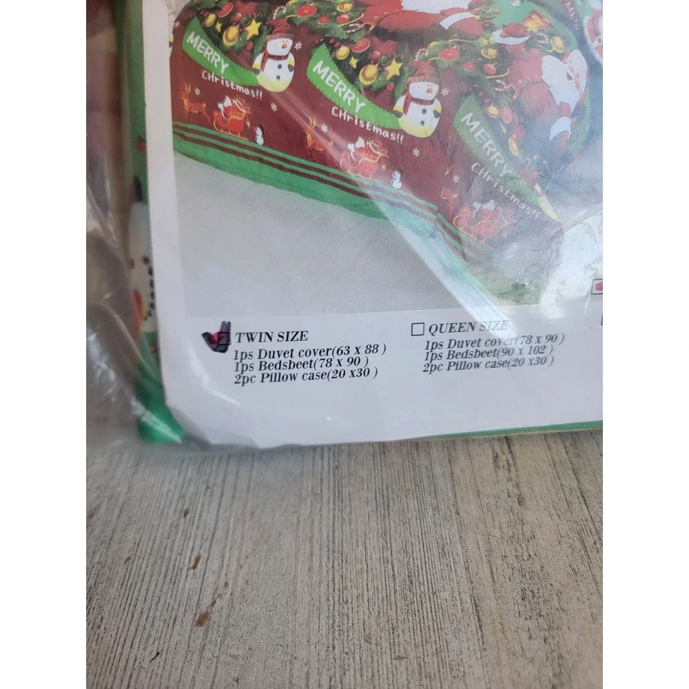 vintage Jessy 3D‎ twin size Merry Christmas bedding set Santa Claus Snowman